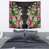 Hawaii Tropical Flowers Tapestry Black Polynesian Tattoo Art LT05 - Polynesian Pride