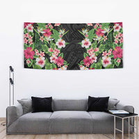 Hawaii Tropical Flowers Tapestry Black Polynesian Tattoo Art LT05 - Polynesian Pride