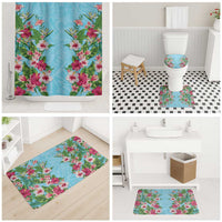 Hawaii Tropical Flowers Bathroom Set Sky Blue Polynesian Tattoo Art LT05 - Polynesian Pride