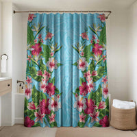 Hawaii Tropical Flowers Bathroom Set Sky Blue Polynesian Tattoo Art LT05 Shower Curtain Only Blue - Polynesian Pride
