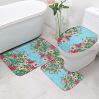 Hawaii Tropical Flowers Bathroom Set Sky Blue Polynesian Tattoo Art LT05 - Polynesian Pride