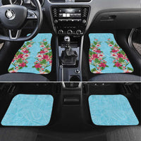 Hawaii Tropical Flowers Car Mats Sky Blue Polynesian Tattoo Art LT05 Set 4pcs Blue - Polynesian Pride