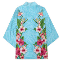 Hawaii Tropical Flowers Kimono Sky Blue Polynesian Tattoo Art LT05 - Polynesian Pride