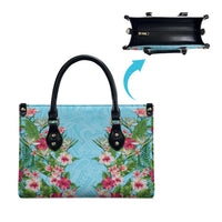 Hawaii Tropical Flowers Leather Bag Sky Blue Polynesian Tattoo Art LT05 - Polynesian Pride