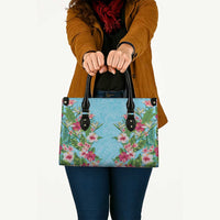 Hawaii Tropical Flowers Leather Bag Sky Blue Polynesian Tattoo Art LT05 - Polynesian Pride