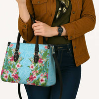 Hawaii Tropical Flowers Leather Bag Sky Blue Polynesian Tattoo Art LT05 - Polynesian Pride