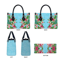 Hawaii Tropical Flowers Leather Bag Sky Blue Polynesian Tattoo Art LT05 - Polynesian Pride