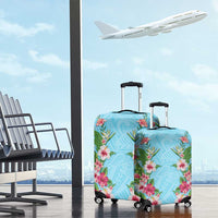Hawaii Tropical Flowers Luggage Cover Sky Blue Polynesian Tattoo Art LT05 - Polynesian Pride