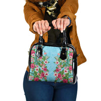 Hawaii Tropical Flowers Shoulder Handbag Sky Blue Polynesian Tattoo Art LT05 One Size Blue - Polynesian Pride