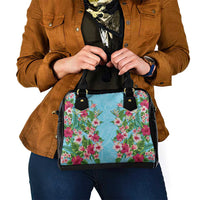 Hawaii Tropical Flowers Shoulder Handbag Sky Blue Polynesian Tattoo Art LT05 - Polynesian Pride