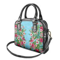Hawaii Tropical Flowers Shoulder Handbag Sky Blue Polynesian Tattoo Art LT05 - Polynesian Pride
