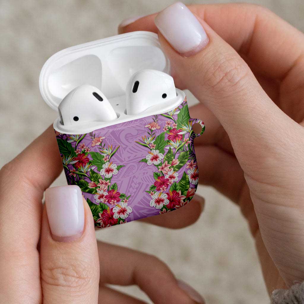 Hawaii Tropical Flowers AirPods Case Lavender Polynesian Tattoo Art LT05 - Polynesian Pride