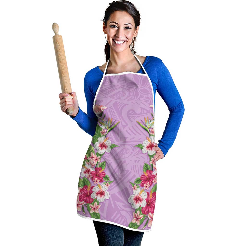 Hawaii Tropical Flowers Apron Lavender Polynesian Tattoo Art LT05 - Polynesian Pride