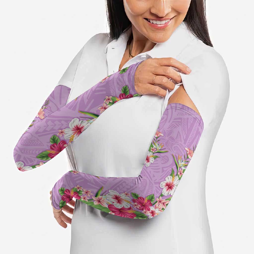 Hawaii Tropical Flowers Arm Sleeves Lavender Polynesian Tattoo Art LT05 - Polynesian Pride