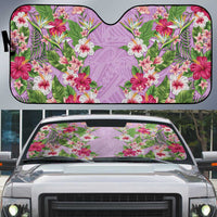 Hawaii Tropical Flowers Auto Sun Shade Lavender Polynesian Tattoo Art