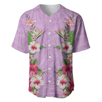 Hawaii Tropical Flowers Baseball Jersey Lavender Polynesian Tattoo Art LT05 Lavender - Polynesian Pride