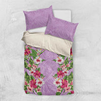Hawaii Tropical Flowers Bedding Set Lavender Polynesian Tattoo Art LT05 US Twin 172cm x 218cm Lavender - Polynesian Pride