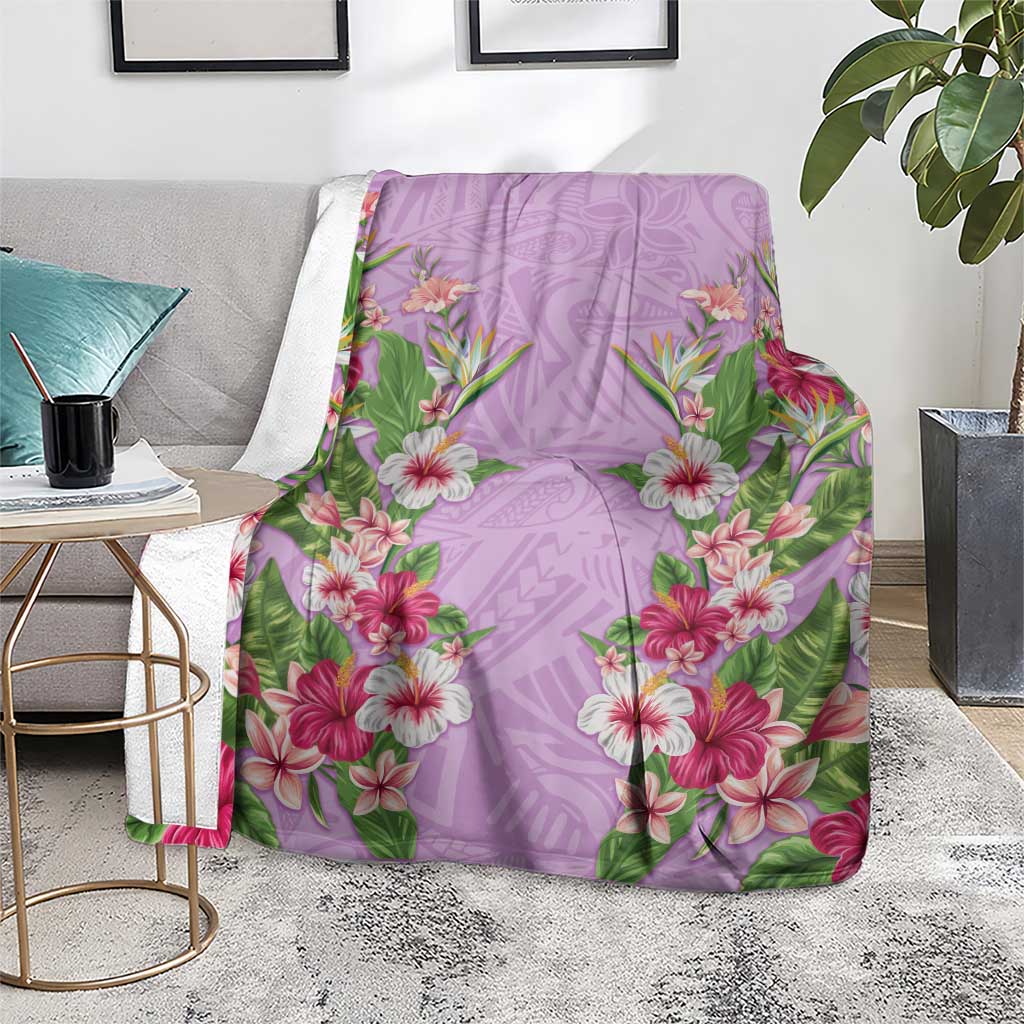 Hawaii Tropical Flowers Blanket Lavender Polynesian Tattoo Art LT05 - Polynesian Pride