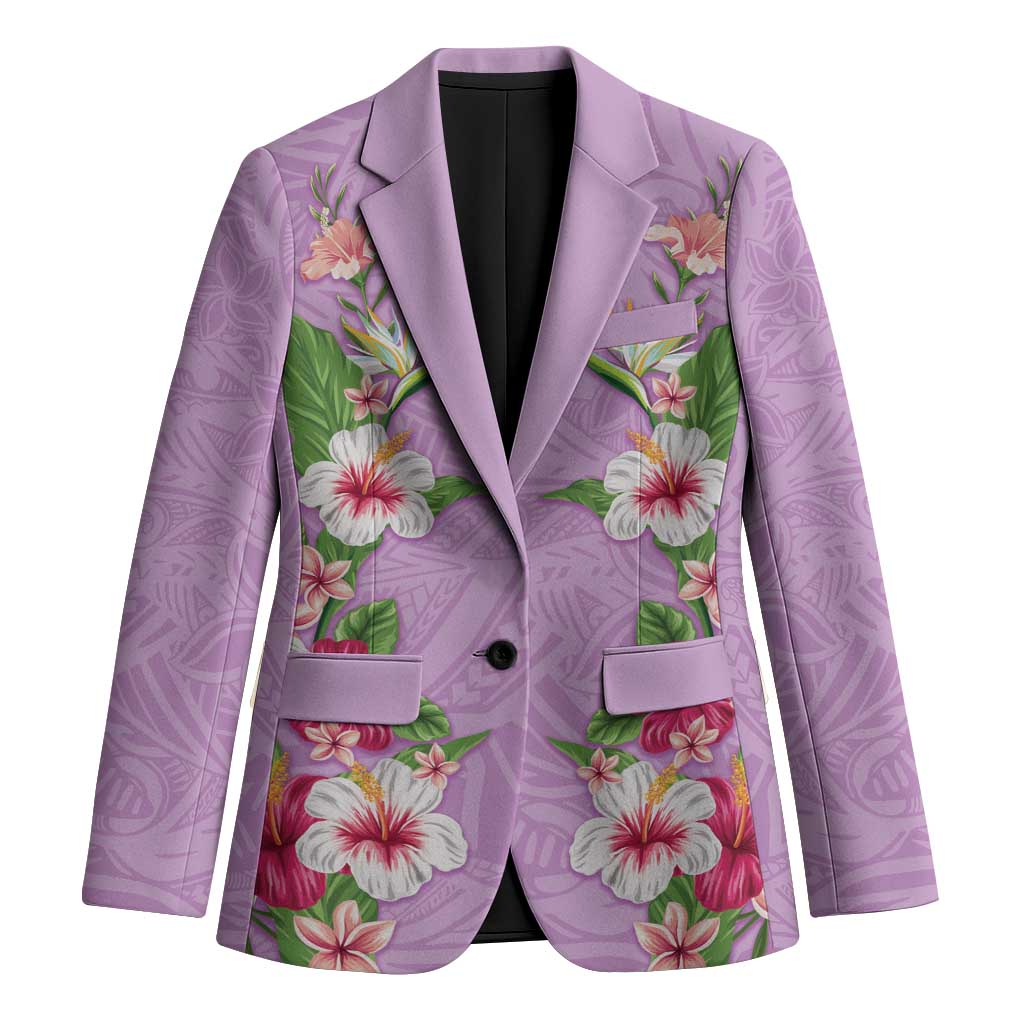 Hawaii Tropical Flowers Blazer Lavender Polynesian Tattoo Art LT05 Unisex Lavender - Polynesian Pride