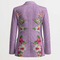 Hawaii Tropical Flowers Blazer Lavender Polynesian Tattoo Art