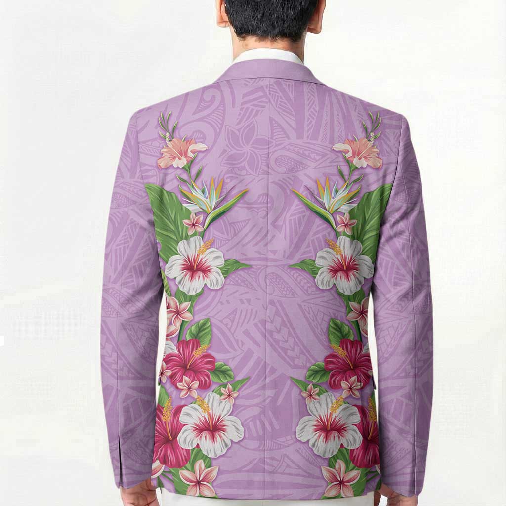 Hawaii Tropical Flowers Blazer Lavender Polynesian Tattoo Art