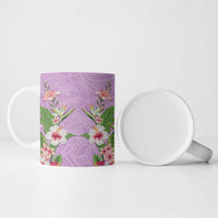 Hawaii Tropical Flowers Ceramic Mug Lavender Polynesian Tattoo Art LT05 - Polynesian Pride