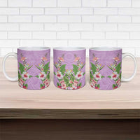 Hawaii Tropical Flowers Ceramic Mug Lavender Polynesian Tattoo Art LT05 - Polynesian Pride