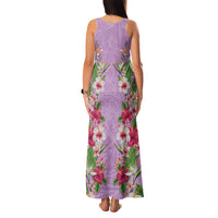 Hawaii Tropical Flowers Family Matching Tank Maxi Dress and Hawaiian Shirt Lavender Polynesian Tattoo Art