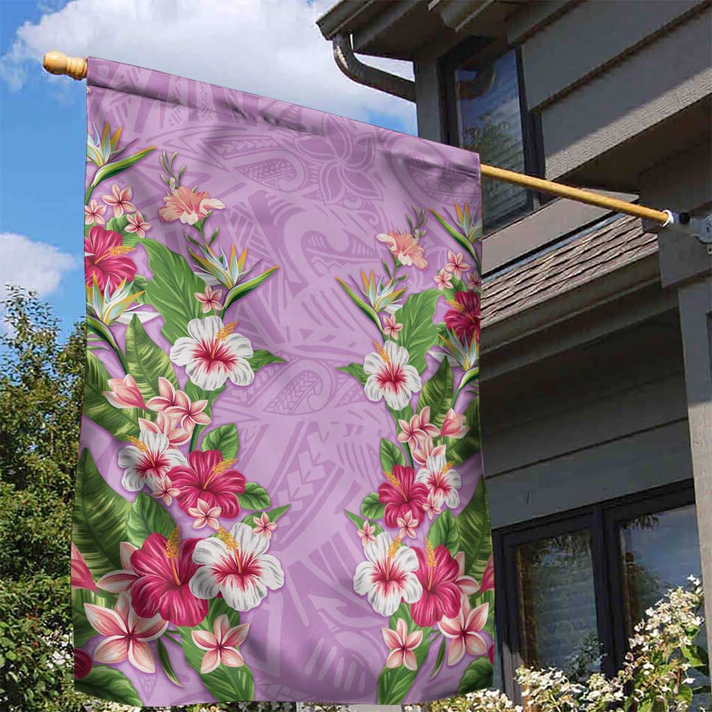 Hawaii Tropical Flowers Garden Flag Lavender Polynesian Tattoo Art LT05 - Polynesian Pride