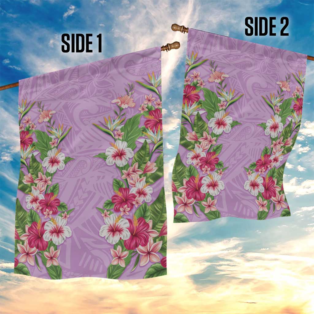 Hawaii Tropical Flowers Garden Flag Lavender Polynesian Tattoo Art LT05 - Polynesian Pride