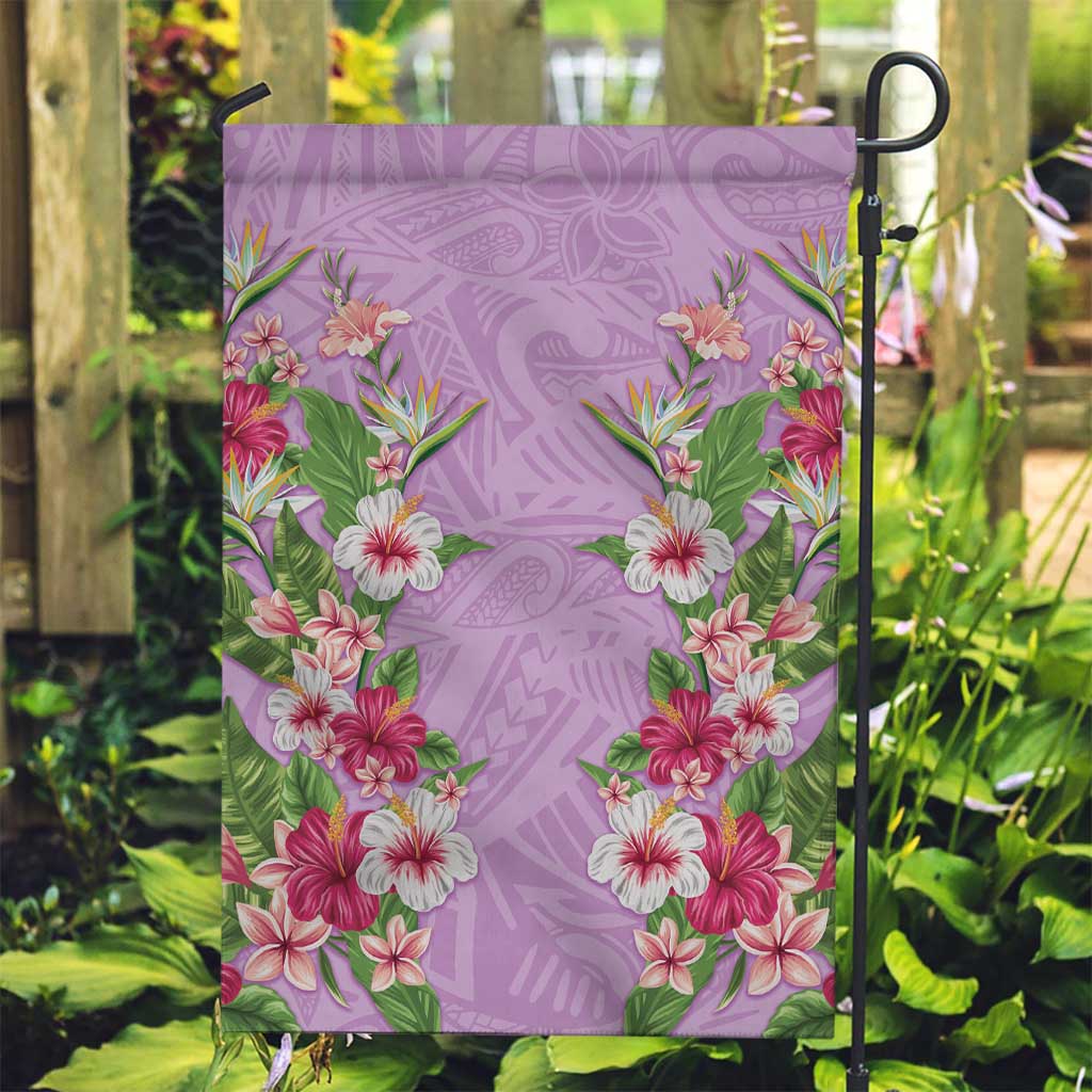 Hawaii Tropical Flowers Garden Flag Lavender Polynesian Tattoo Art LT05 Garden Flag Lavender - Polynesian Pride