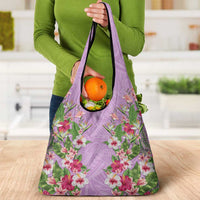 Hawaii Tropical Flowers Grocery Bag Lavender Polynesian Tattoo Art LT05 - Polynesian Pride