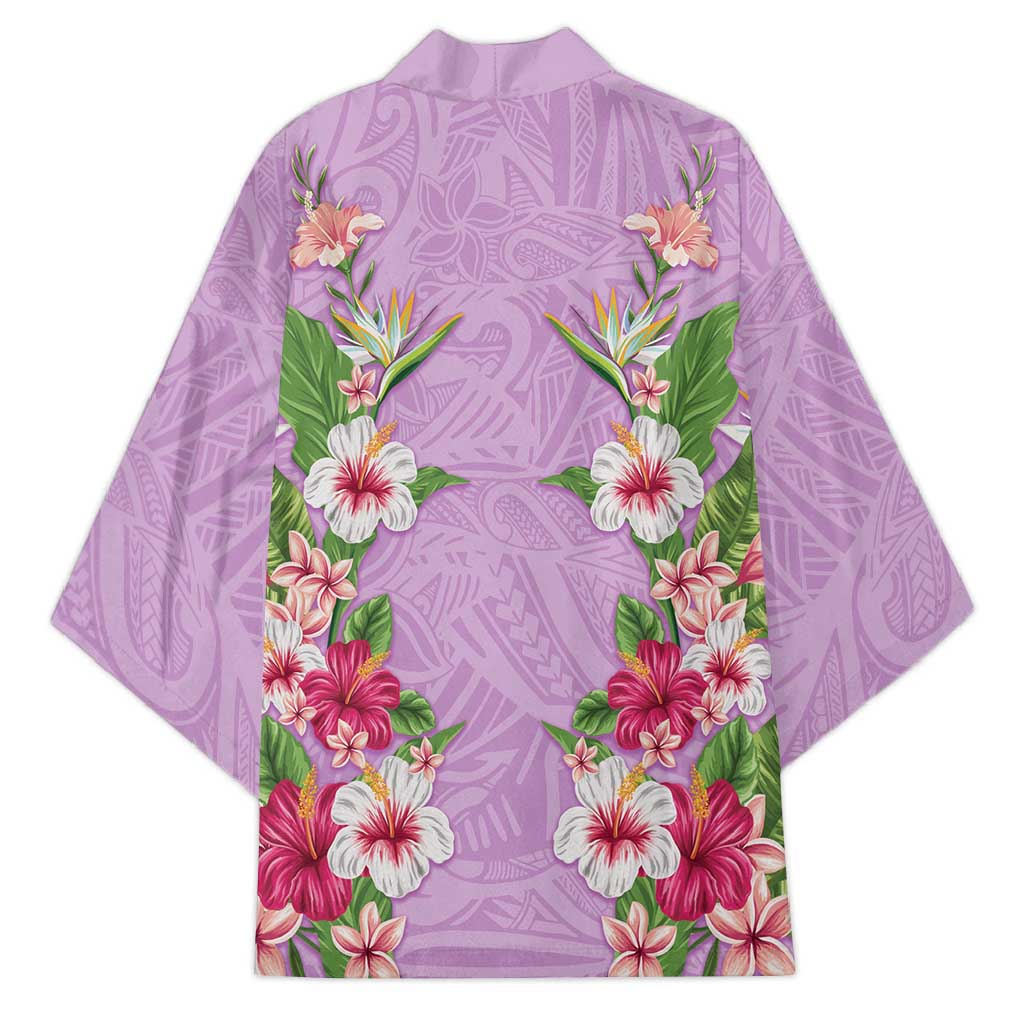 Hawaii Tropical Flowers Kimono Lavender Polynesian Tattoo Art LT05 - Polynesian Pride