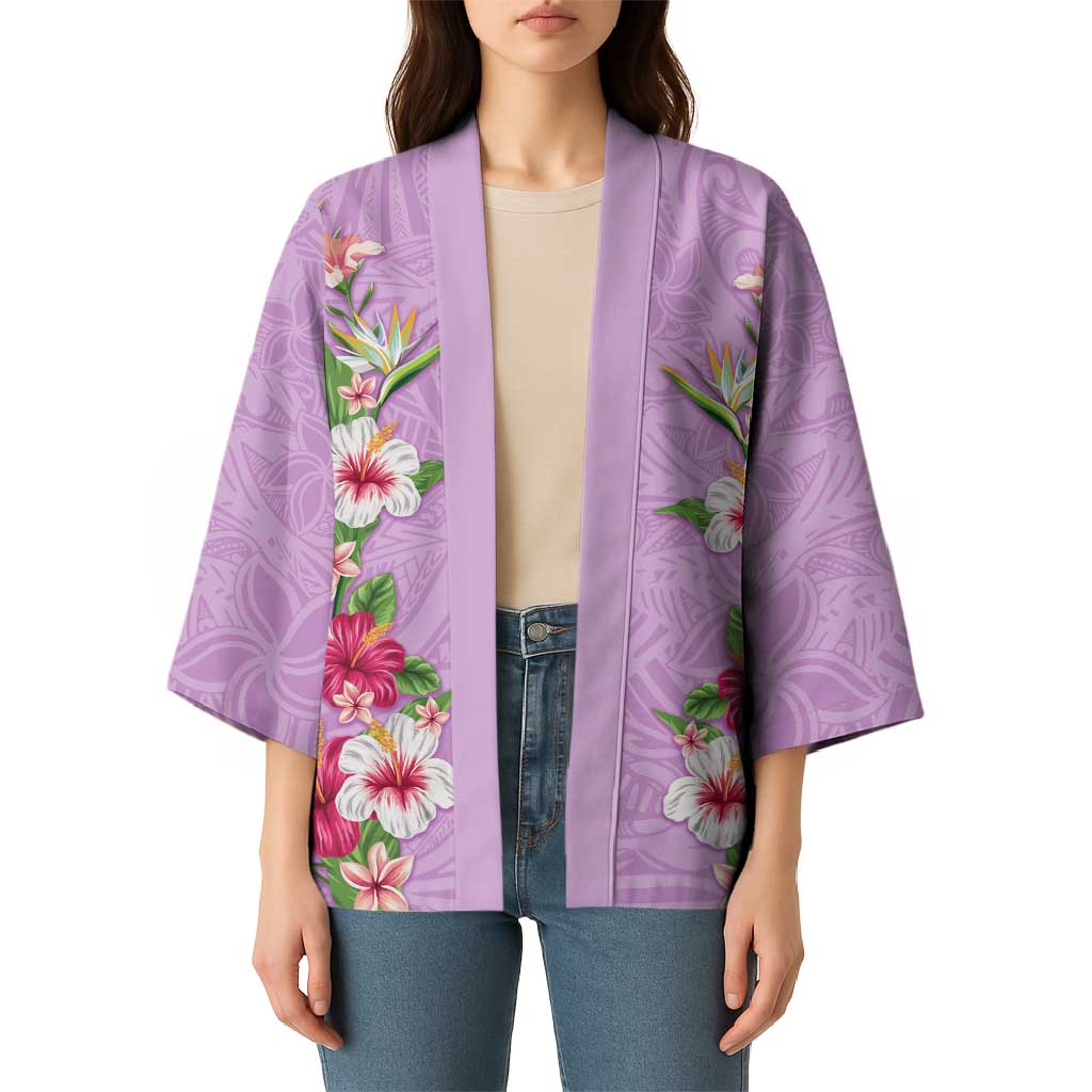 Hawaii Tropical Flowers Kimono Lavender Polynesian Tattoo Art LT05 - Polynesian Pride