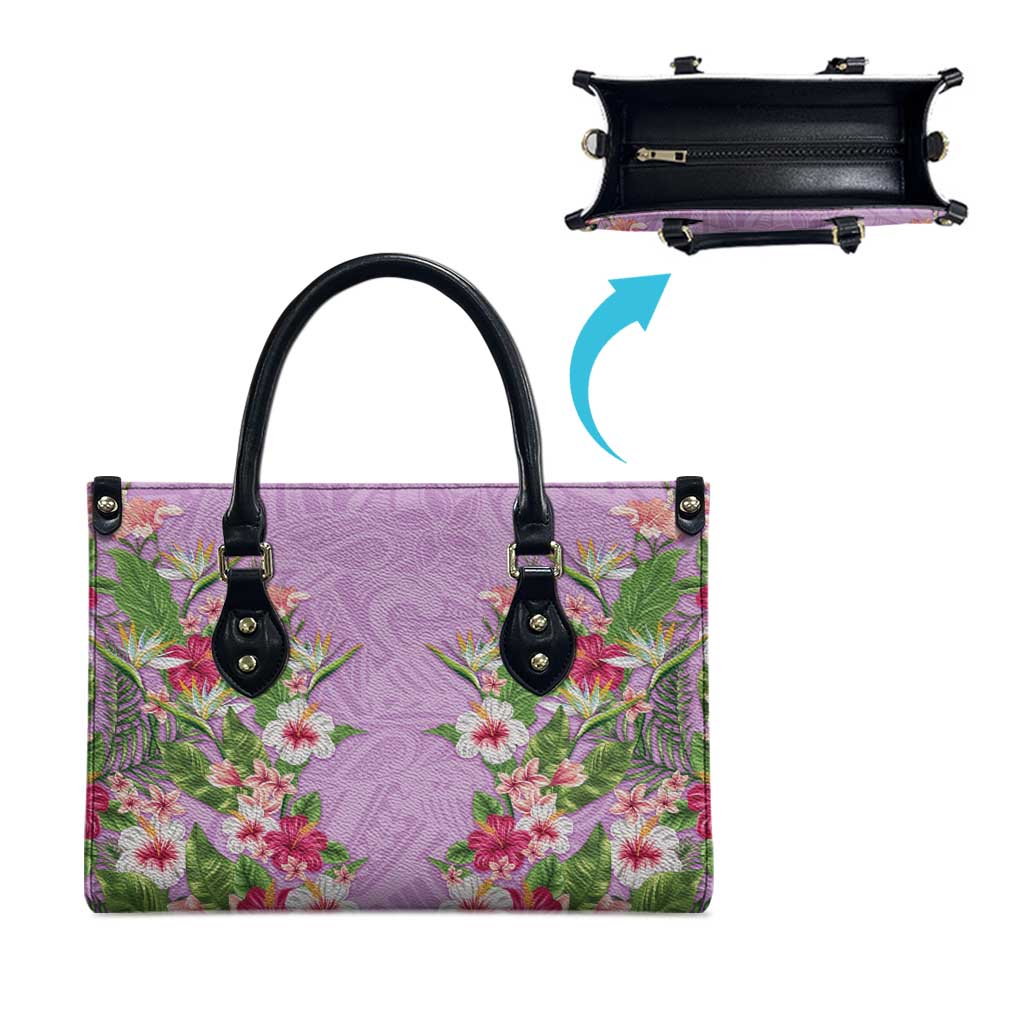 Hawaii Tropical Flowers Leather Bag Lavender Polynesian Tattoo Art LT05 - Polynesian Pride