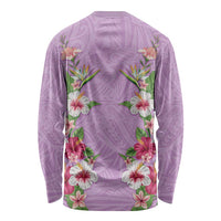 Hawaii Tropical Flowers Long Sleeve Shirt Lavender Polynesian Tattoo Art LT05 - Polynesian Pride