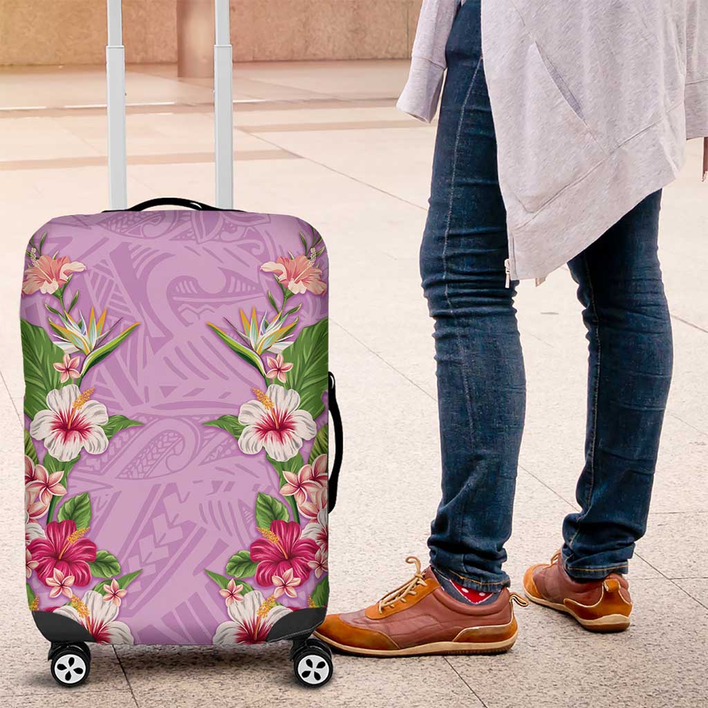Hawaii Tropical Flowers Luggage Cover Lavender Polynesian Tattoo Art LT05 Lavender - Polynesian Pride
