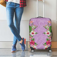 Hawaii Tropical Flowers Luggage Cover Lavender Polynesian Tattoo Art LT05 - Polynesian Pride