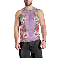 Hawaii Tropical Flowers Men Tank Top Lavender Polynesian Tattoo Art LT05 - Polynesian Pride