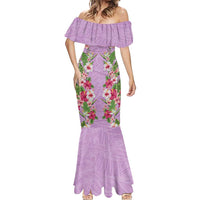 Hawaii Tropical Flowers Mermaid Dress Lavender Polynesian Tattoo Art LT05 - Polynesian Pride