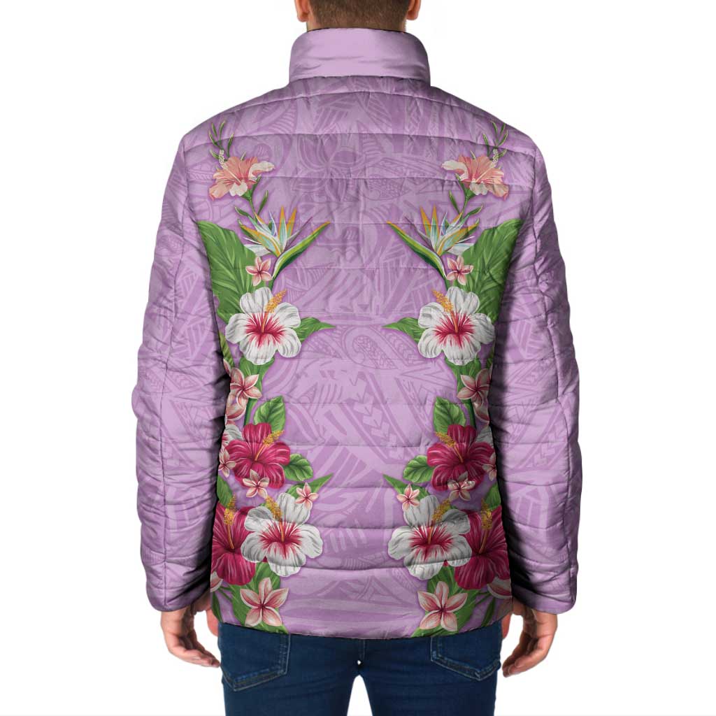 Hawaii Tropical Flowers Padded Jacket Lavender Polynesian Tattoo Art LT05 - Polynesian Pride