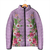 Hawaii Tropical Flowers Padded Jacket Lavender Polynesian Tattoo Art LT05 - Polynesian Pride