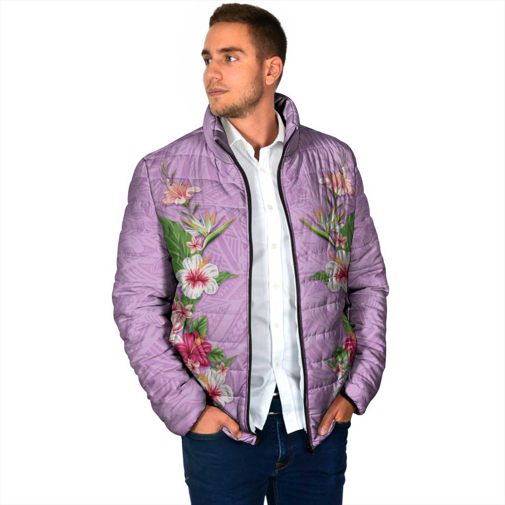 Hawaii Tropical Flowers Padded Jacket Lavender Polynesian Tattoo Art LT05 - Polynesian Pride