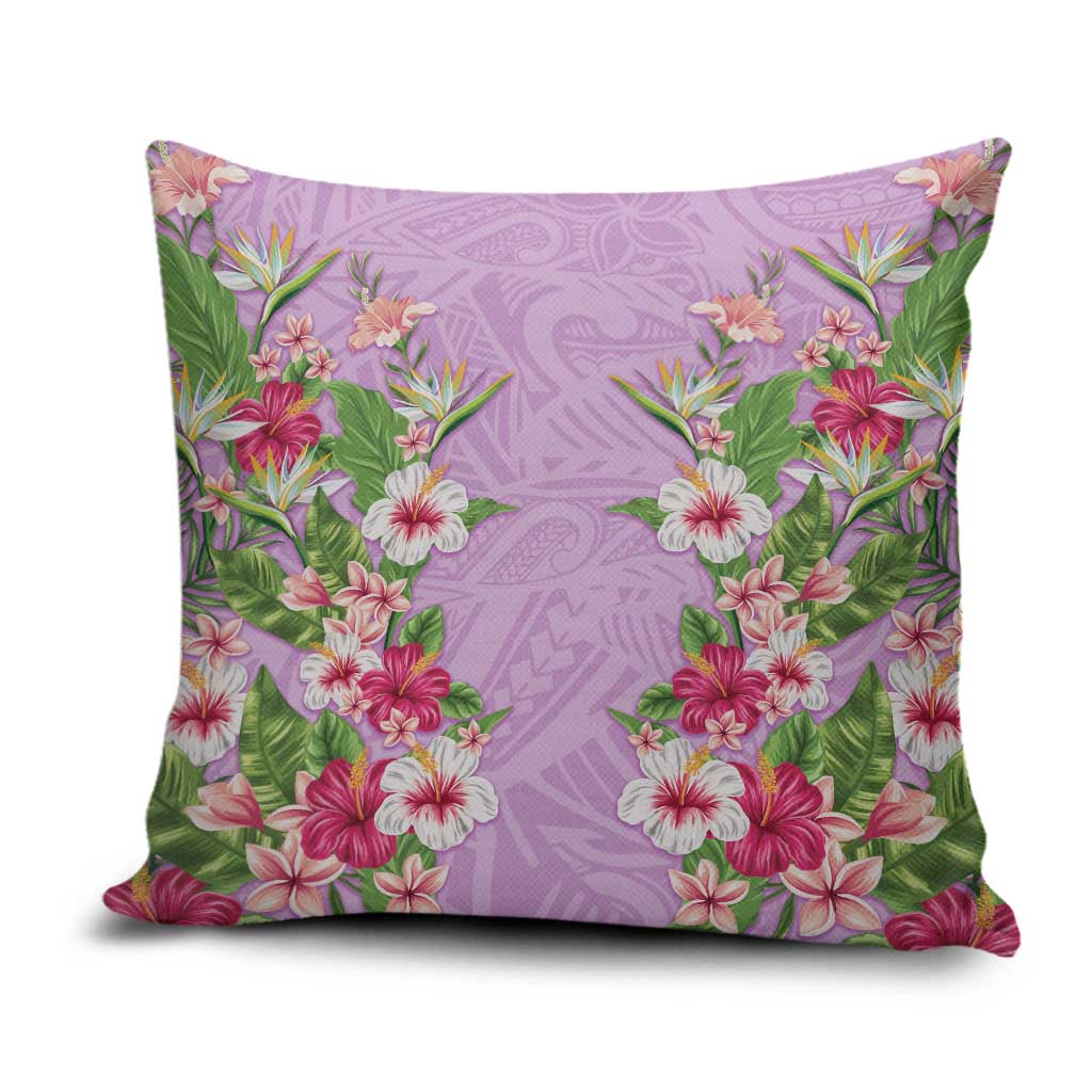 Hawaii Tropical Flowers Pillow Cover Lavender Polynesian Tattoo Art LT05 Lavender - Polynesian Pride