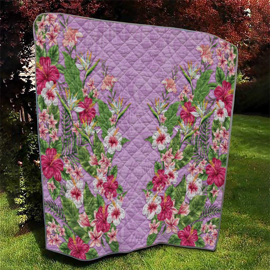 Hawaii Tropical Flowers Quilt Lavender Polynesian Tattoo Art LT05 - Polynesian Pride