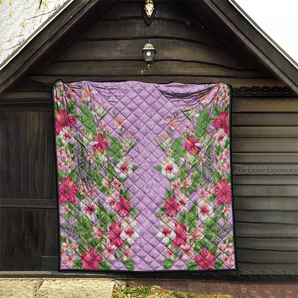 Hawaii Tropical Flowers Quilt Lavender Polynesian Tattoo Art LT05 - Polynesian Pride