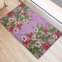 Hawaii Tropical Flowers Rubber Doormat Lavender Polynesian Tattoo Art LT05 - Polynesian Pride
