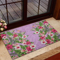 Hawaii Tropical Flowers Rubber Doormat Lavender Polynesian Tattoo Art LT05 - Polynesian Pride