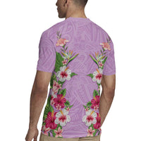 Hawaii Tropical Flowers Rugby Jersey Lavender Polynesian Tattoo Art LT05 - Polynesian Pride