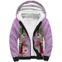Hawaii Tropical Flowers Sherpa Hoodie Lavender Polynesian Tattoo Art LT05 Unisex Lavender - Polynesian Pride